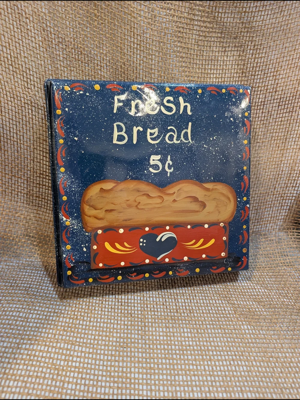 Vintage 80s Hand Painted Kitchen Decor Bread Baking
